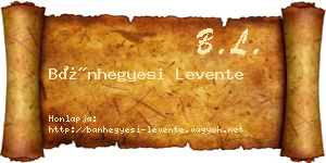 Bánhegyesi Levente névjegykártya